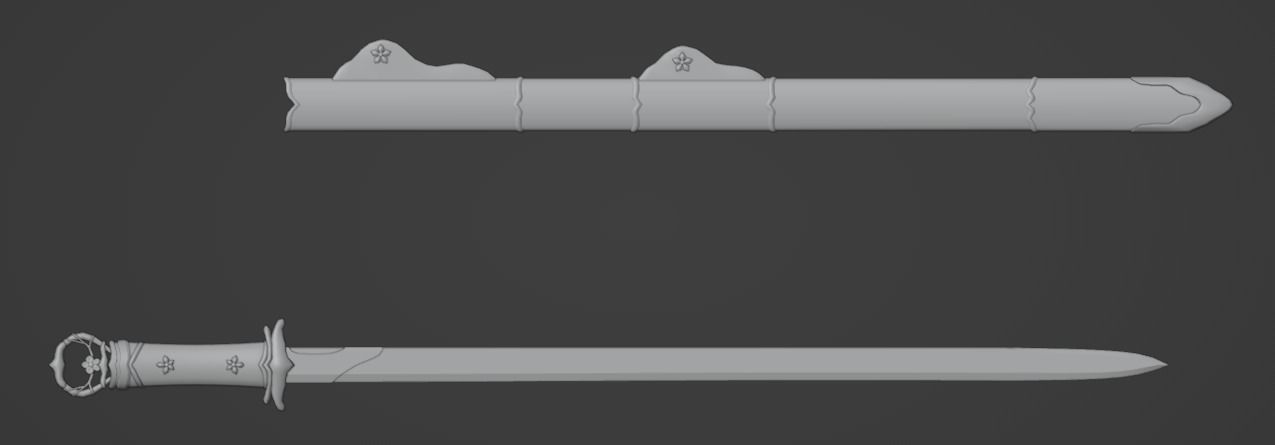 Tang Dao Chinese Sword Low-poly 3D model_3