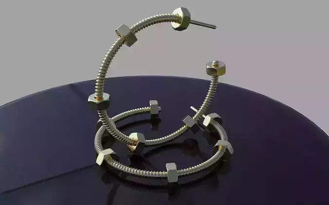 Earring Bolt Ecrou 3D print model