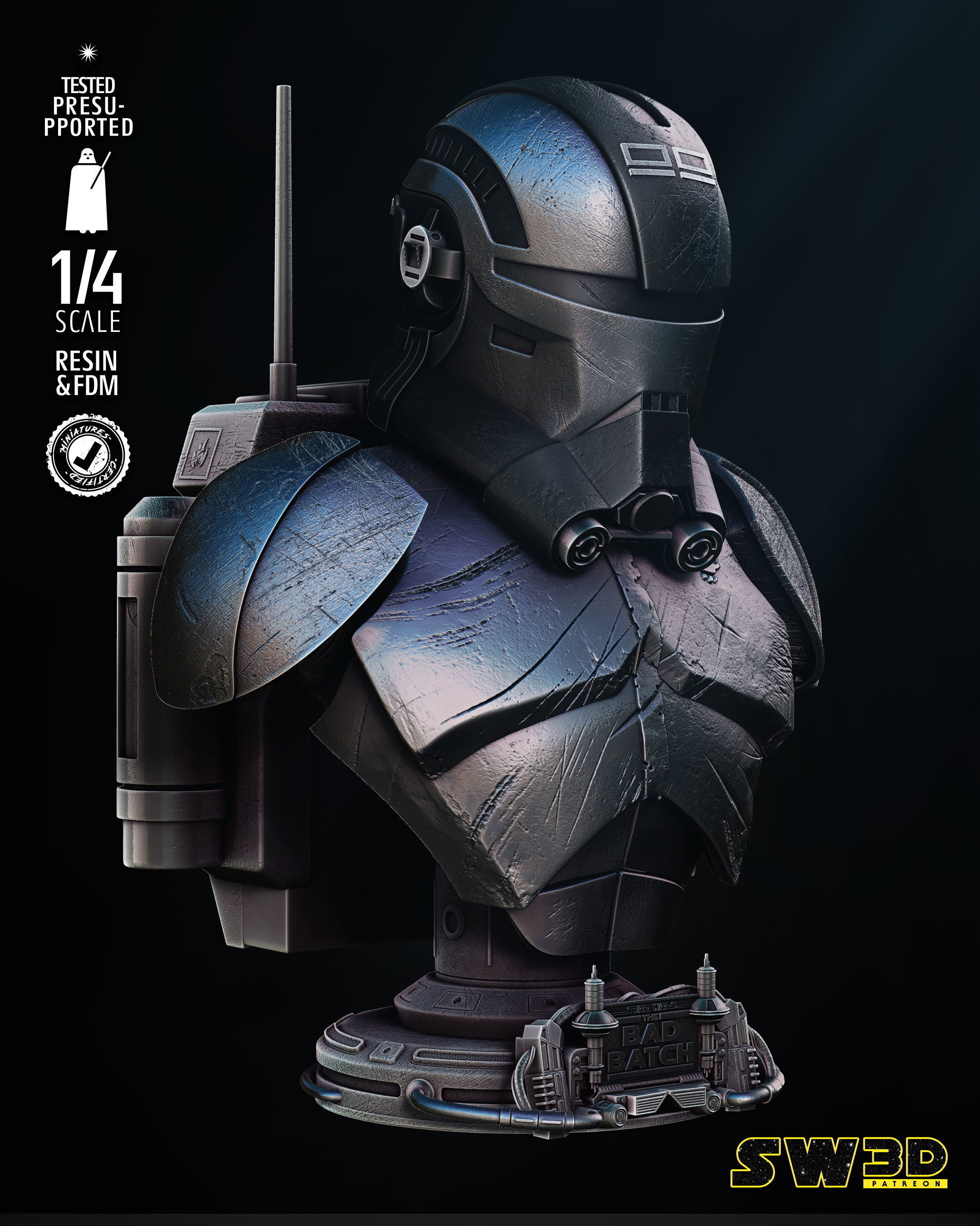 STAR WARS Echo Portrait Bust Tested for 3D Printing 3D print model_31