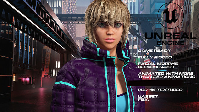 Casual girl full rigged - game ready - animated Low-poly 3D model