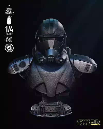 STAR WARS Hunter Portrait Bust Tested for 3D Printing