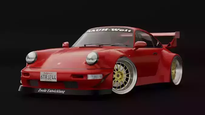 Porsche 911 RWB Low-poly 3D model