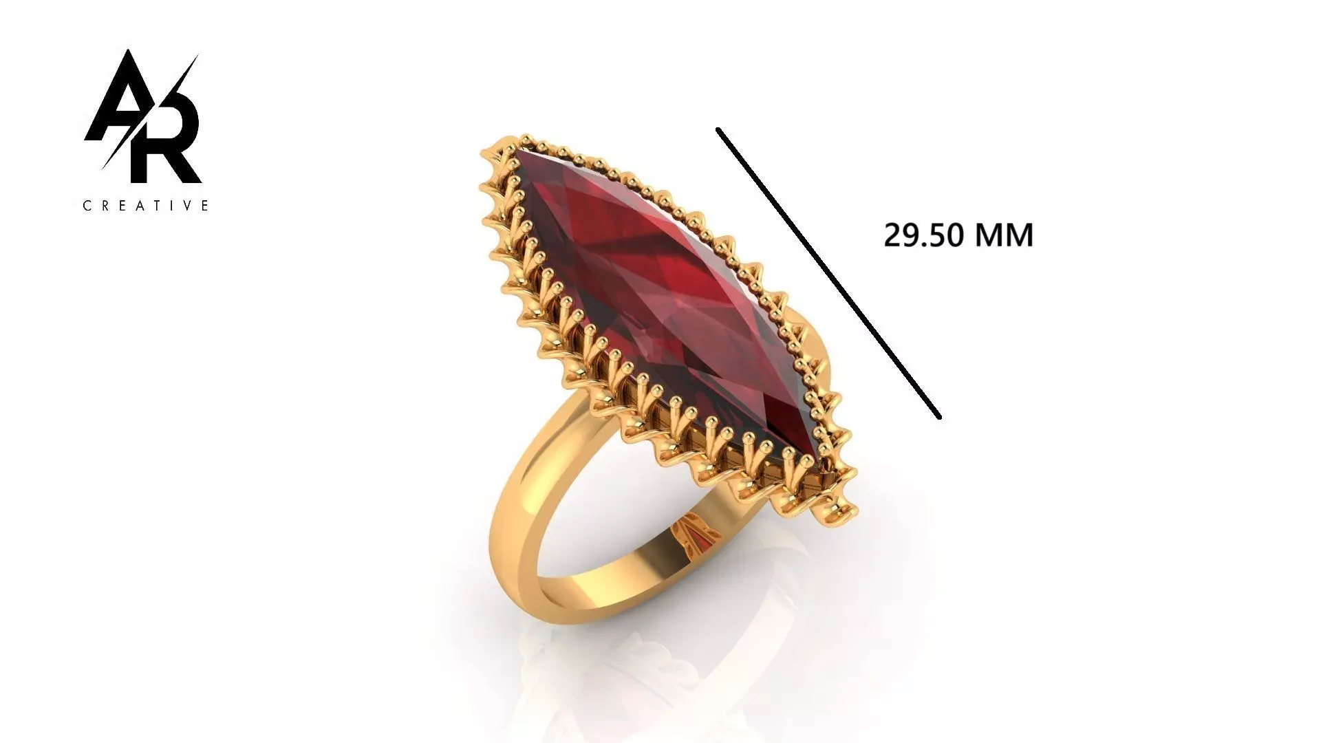 Natural Garnet Ring Gold-Marquise beautiful design Free 3D print model