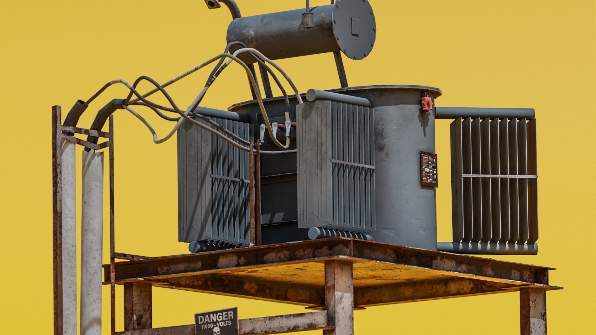 Electrical Transformer - Game Ready Asset Free low-poly 3D model_7