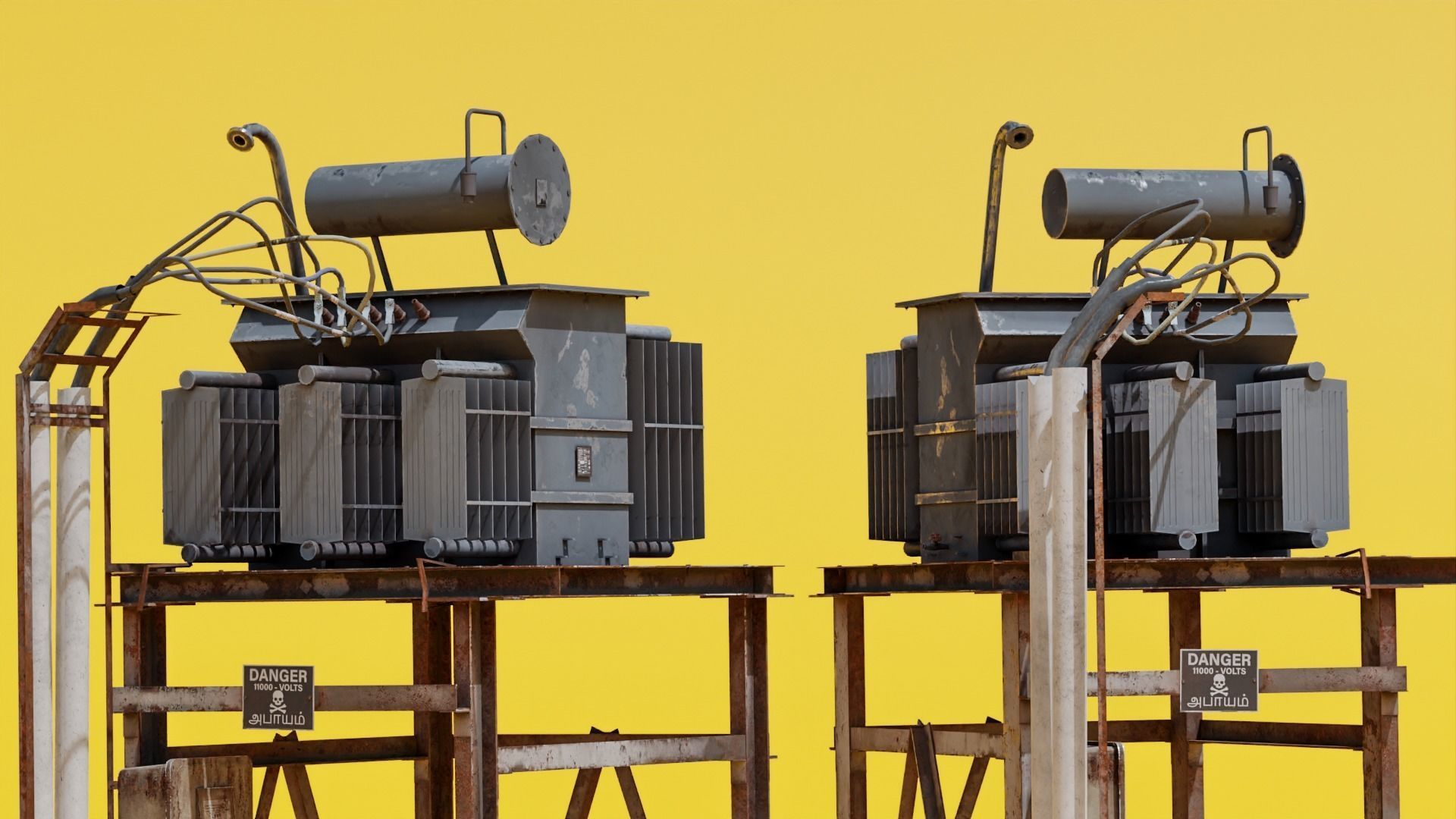 Electrical Transformer - Game Ready Asset Free low-poly 3D model_1