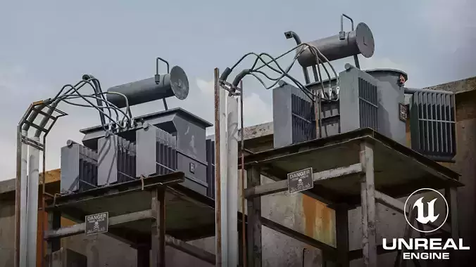 Electrical Transformer - Game Ready Asset Free low-poly 3D model