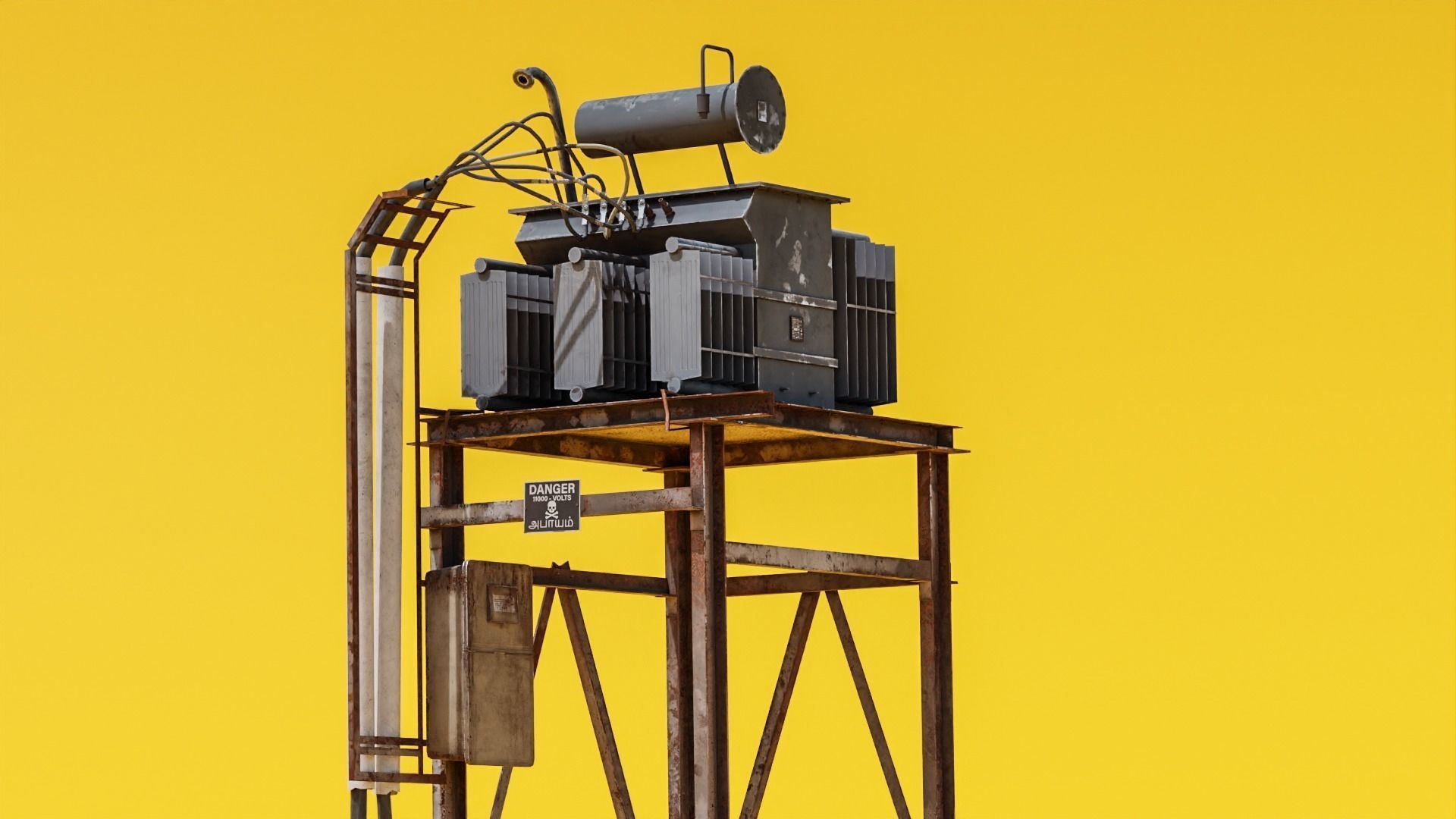 Electrical Transformer - Game Ready Asset Free low-poly 3D model_6