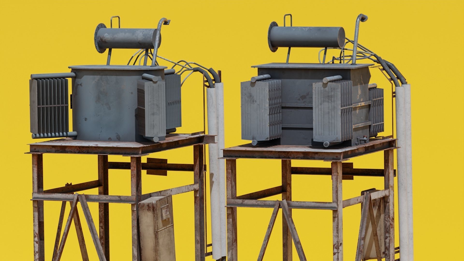 Electrical Transformer - Game Ready Asset Free low-poly 3D model_4