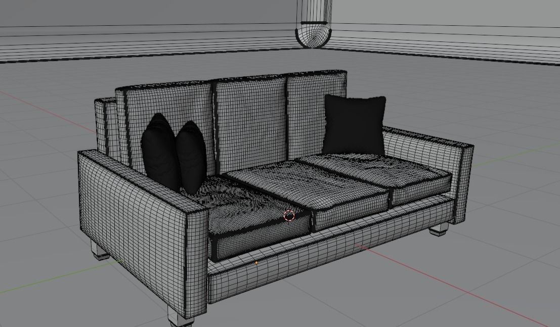 couch Low-poly 3D model_5