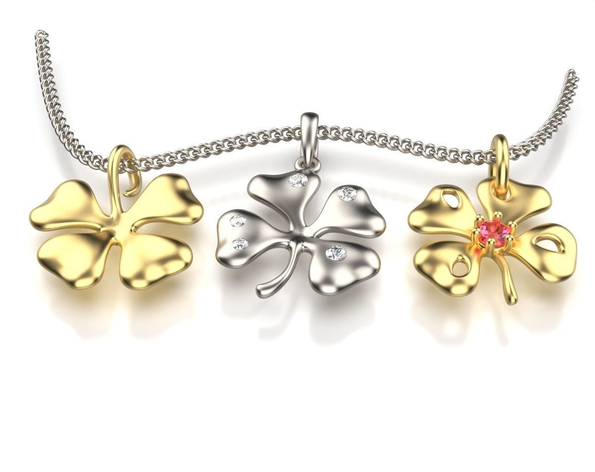 Tiny Clover Pendant 3D print model_1