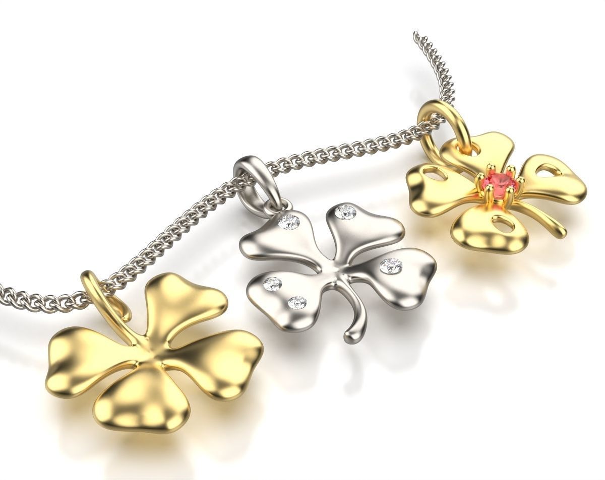 Tiny Clover Pendant 3D print model_2