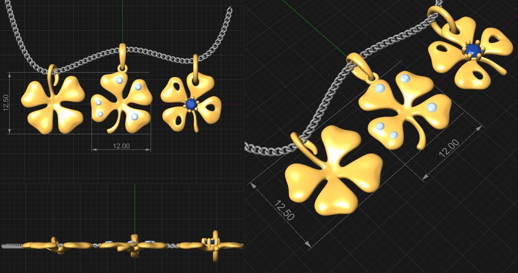 Tiny Clover Pendant 3D print model_5