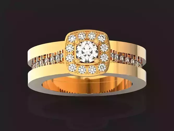  Halo Engagement Round Diamond Ring 1156