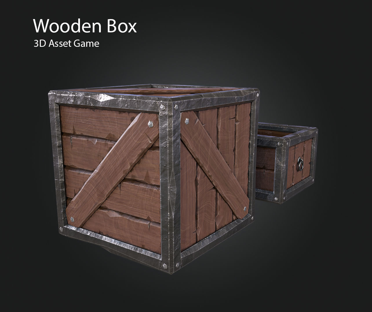 Wooden Box Low-poly 3D model_3