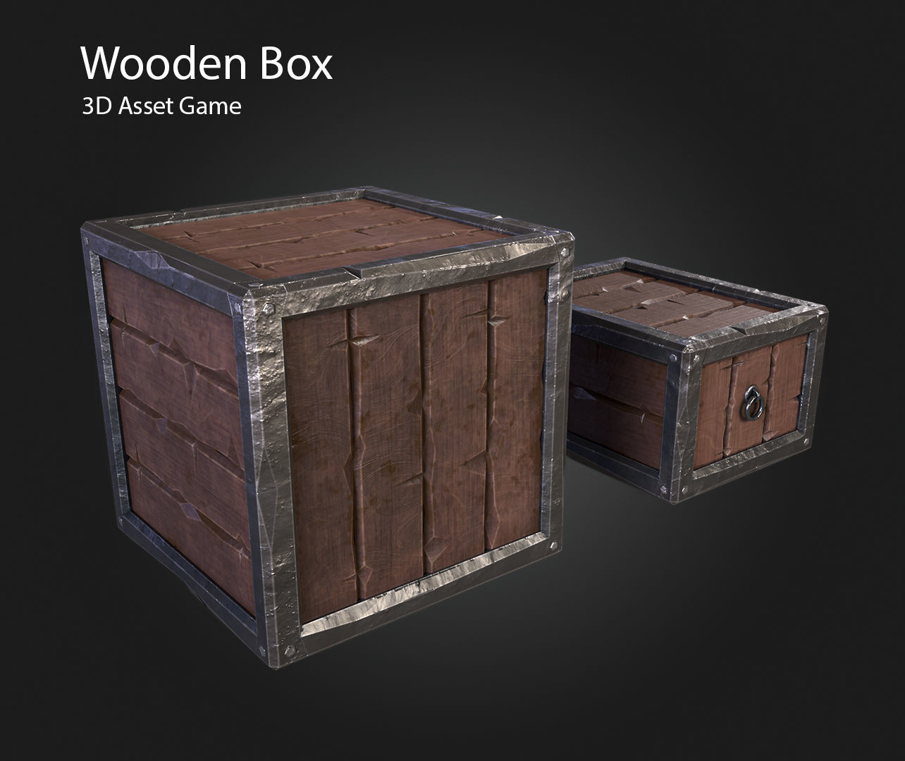Wooden Box Low-poly 3D model_4