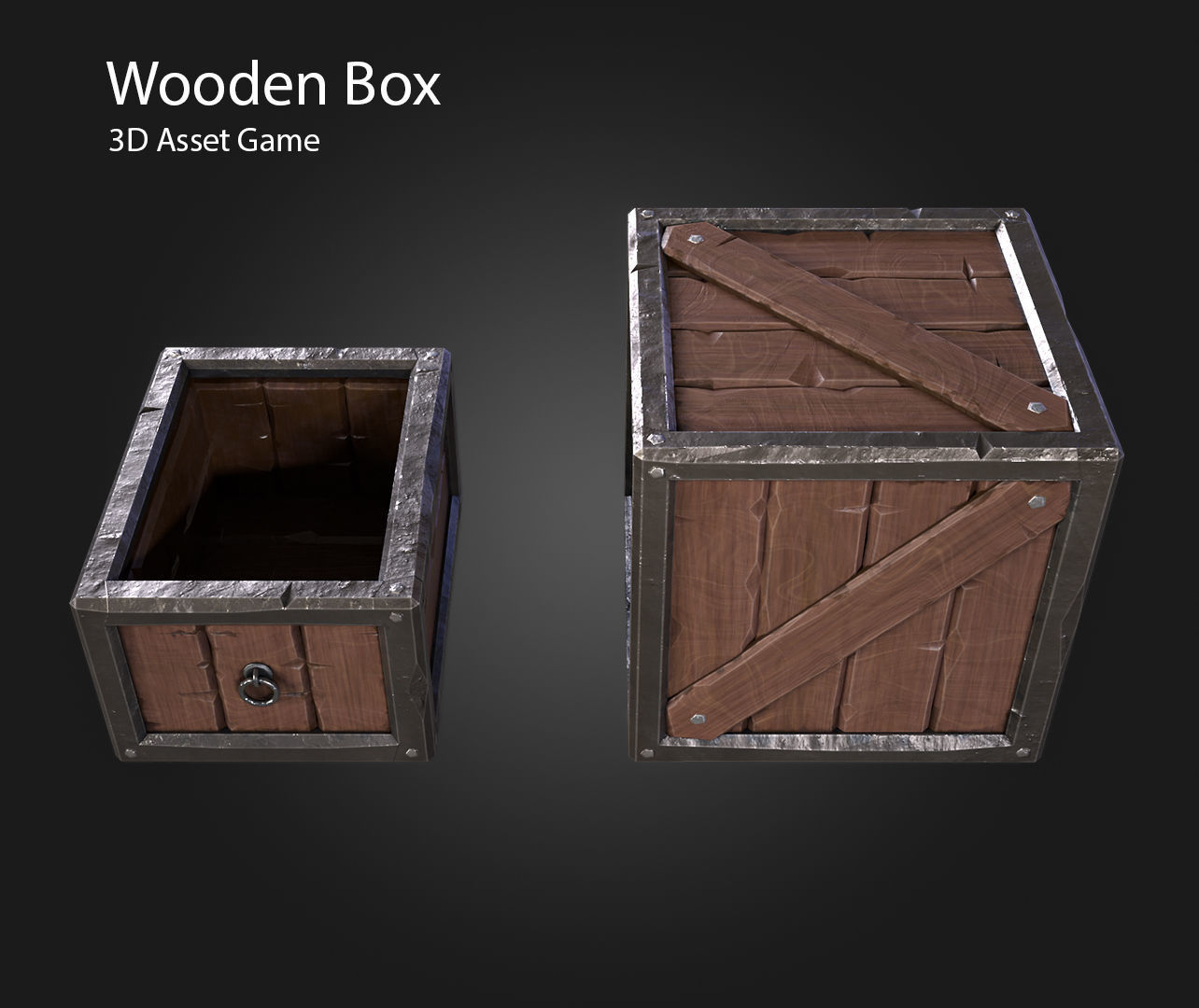 Wooden Box Low-poly 3D model_8