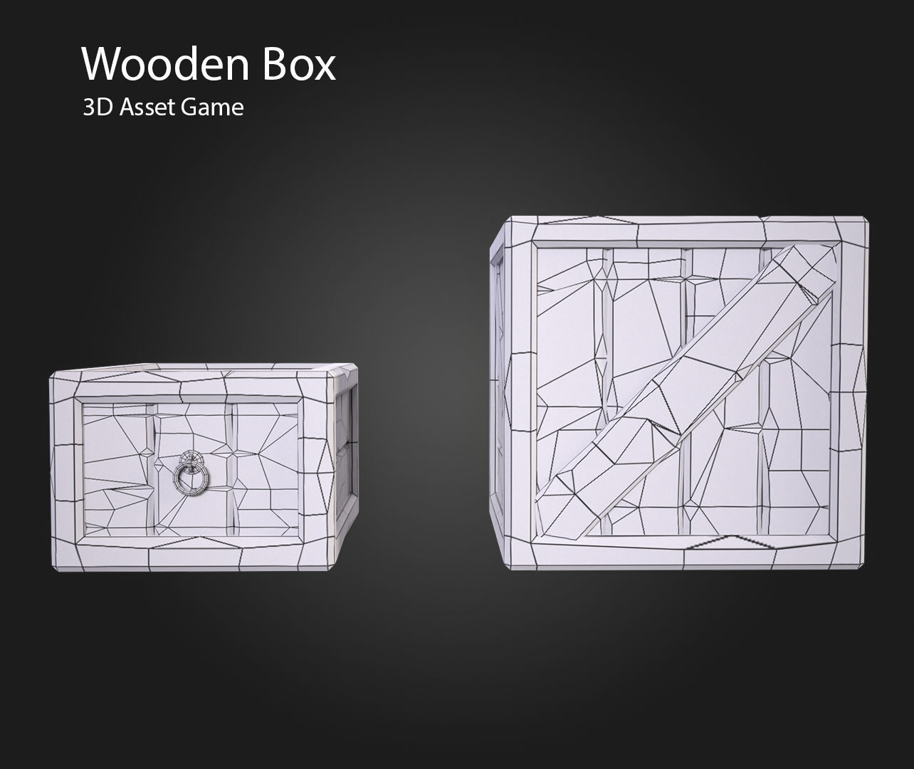 Wooden Box Low-poly 3D model_13