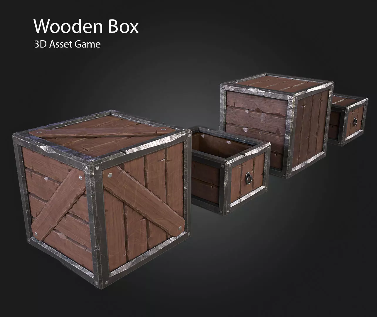 Wooden Box Low-poly 3D model_0