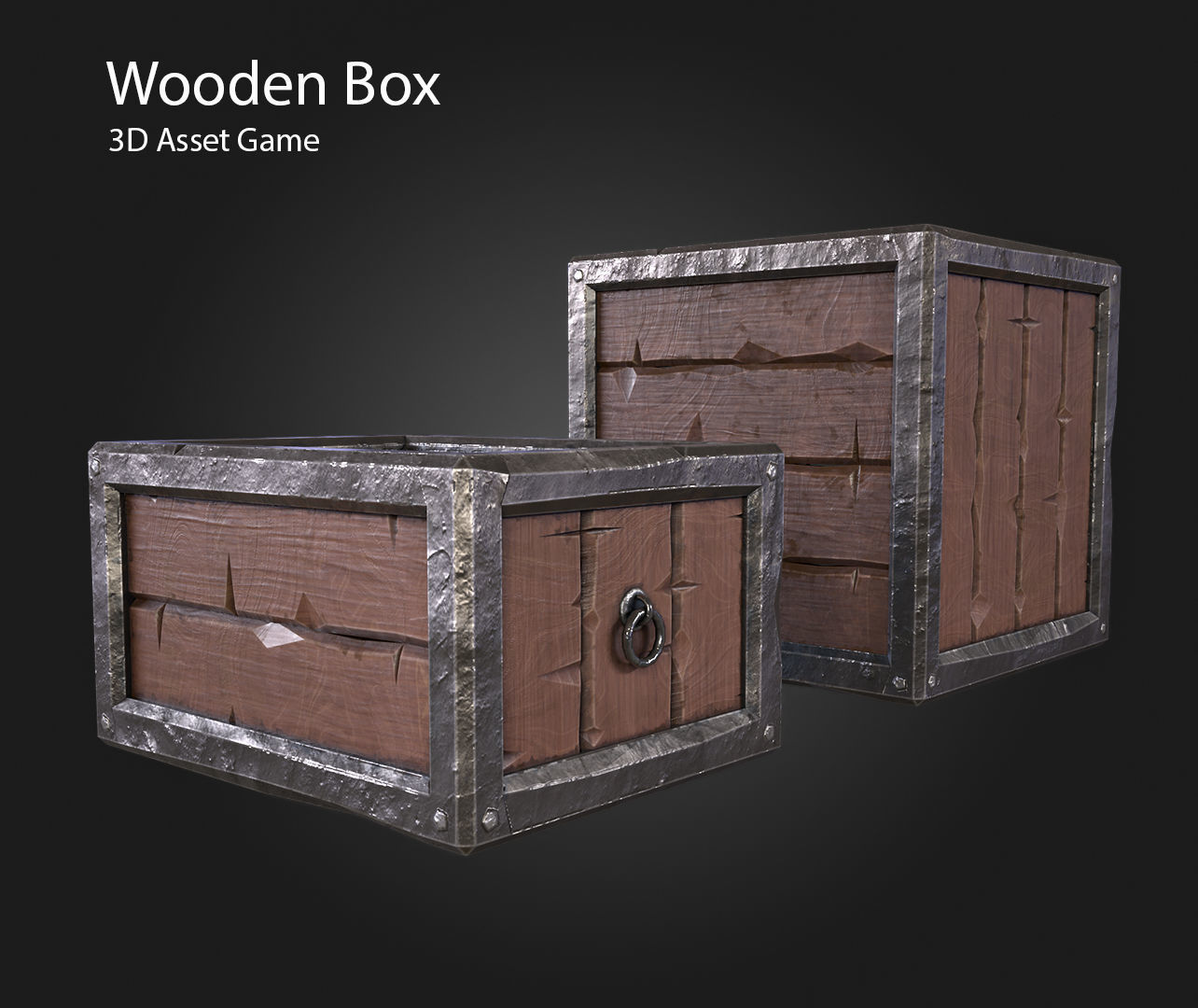 Wooden Box Low-poly 3D model_6