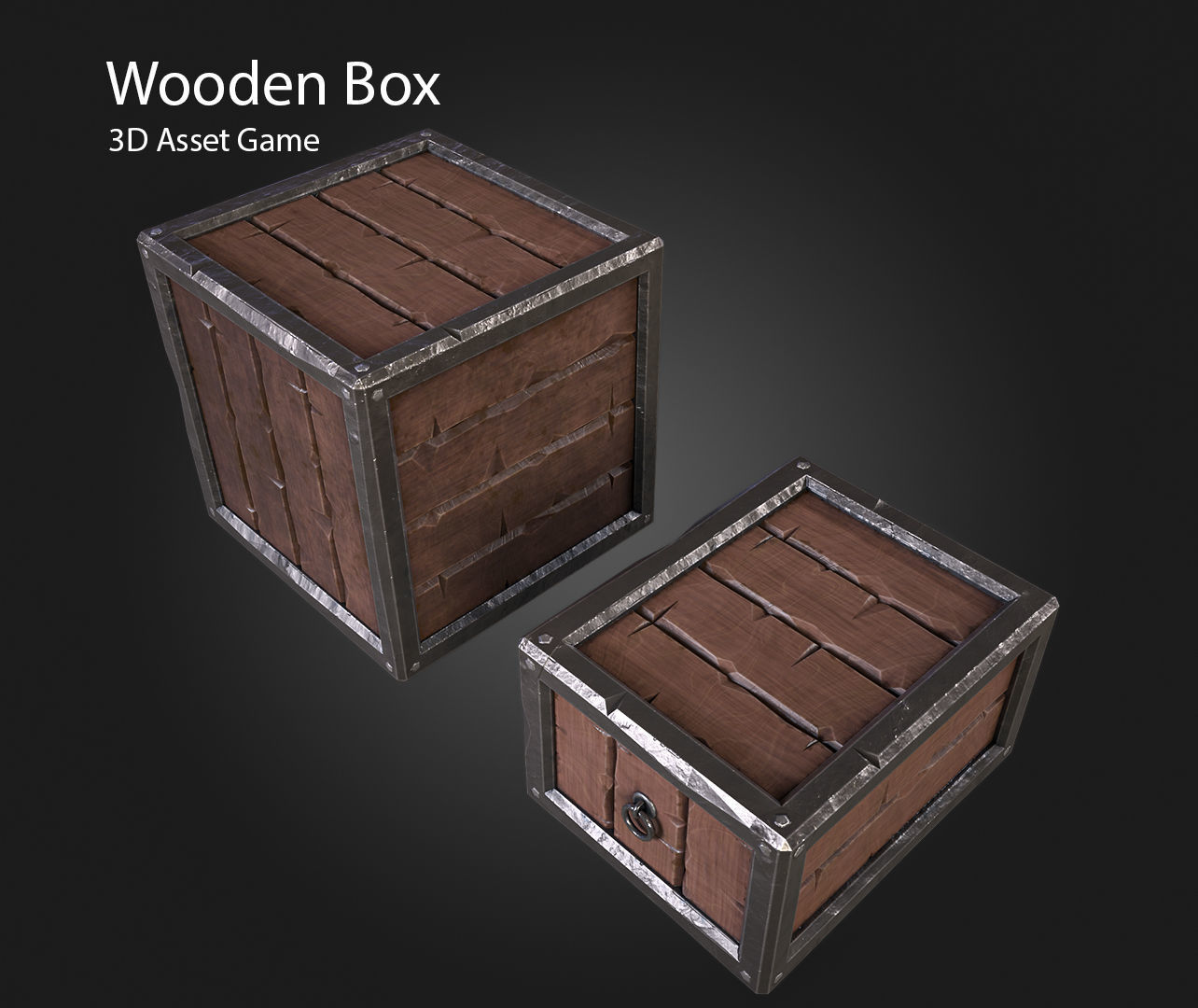 Wooden Box Low-poly 3D model_5