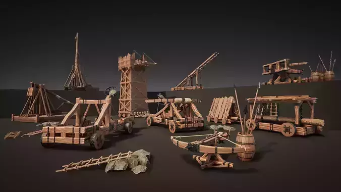 Siege Weapons Pack Low-poly 3D model
