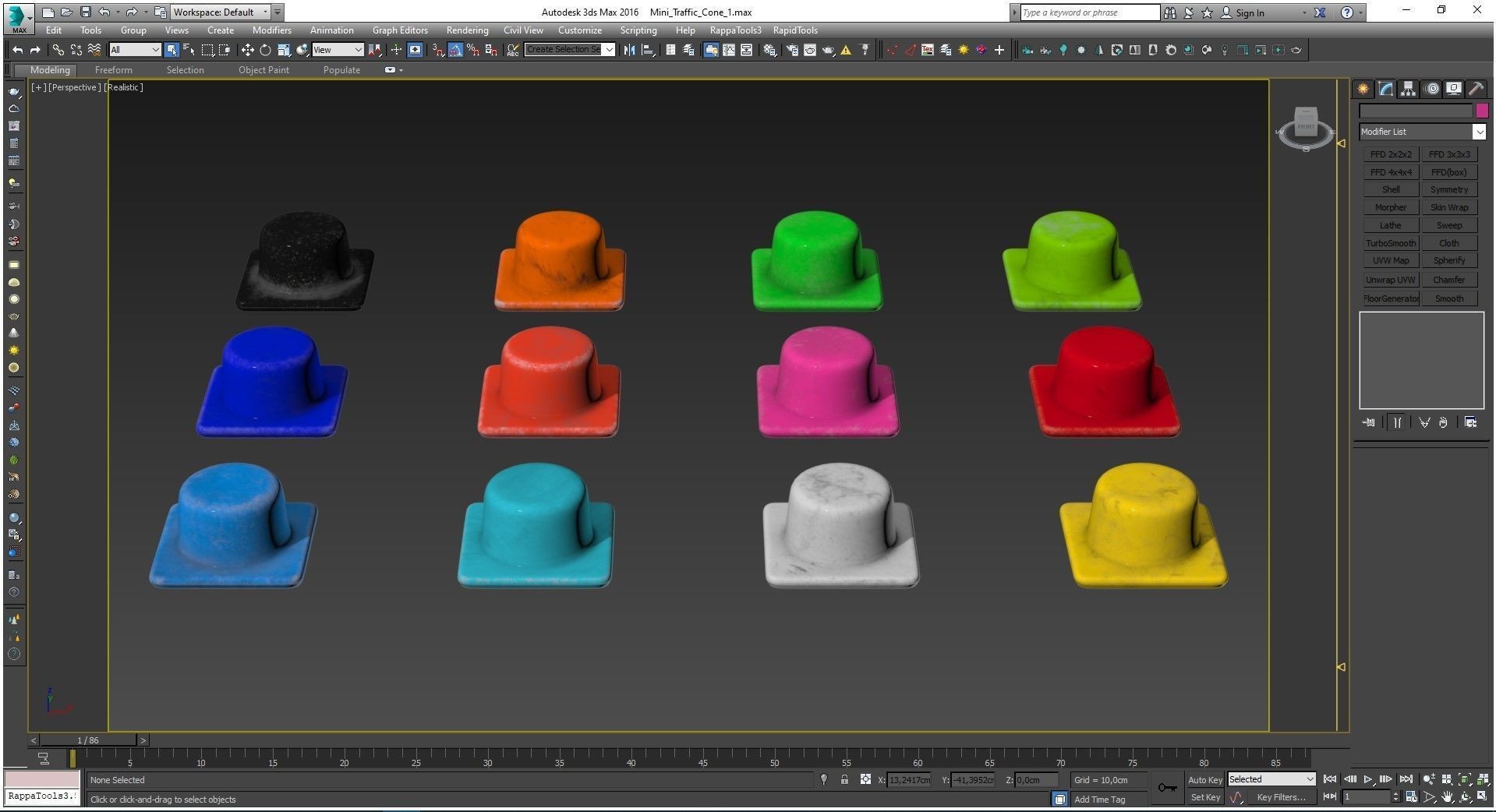 Mini Traffic Cone 1 Low-poly 3D model_26