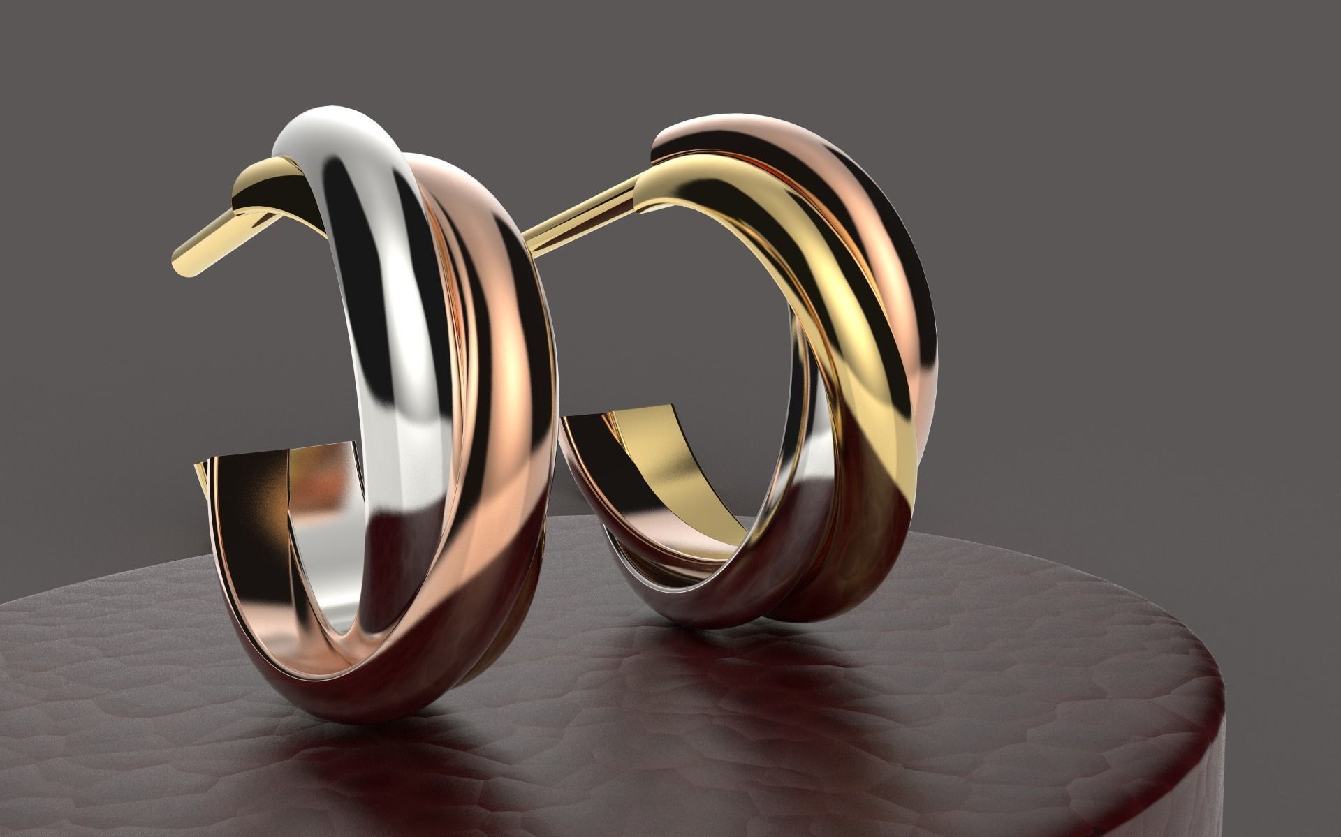 Earring Trinity  3D print model_1