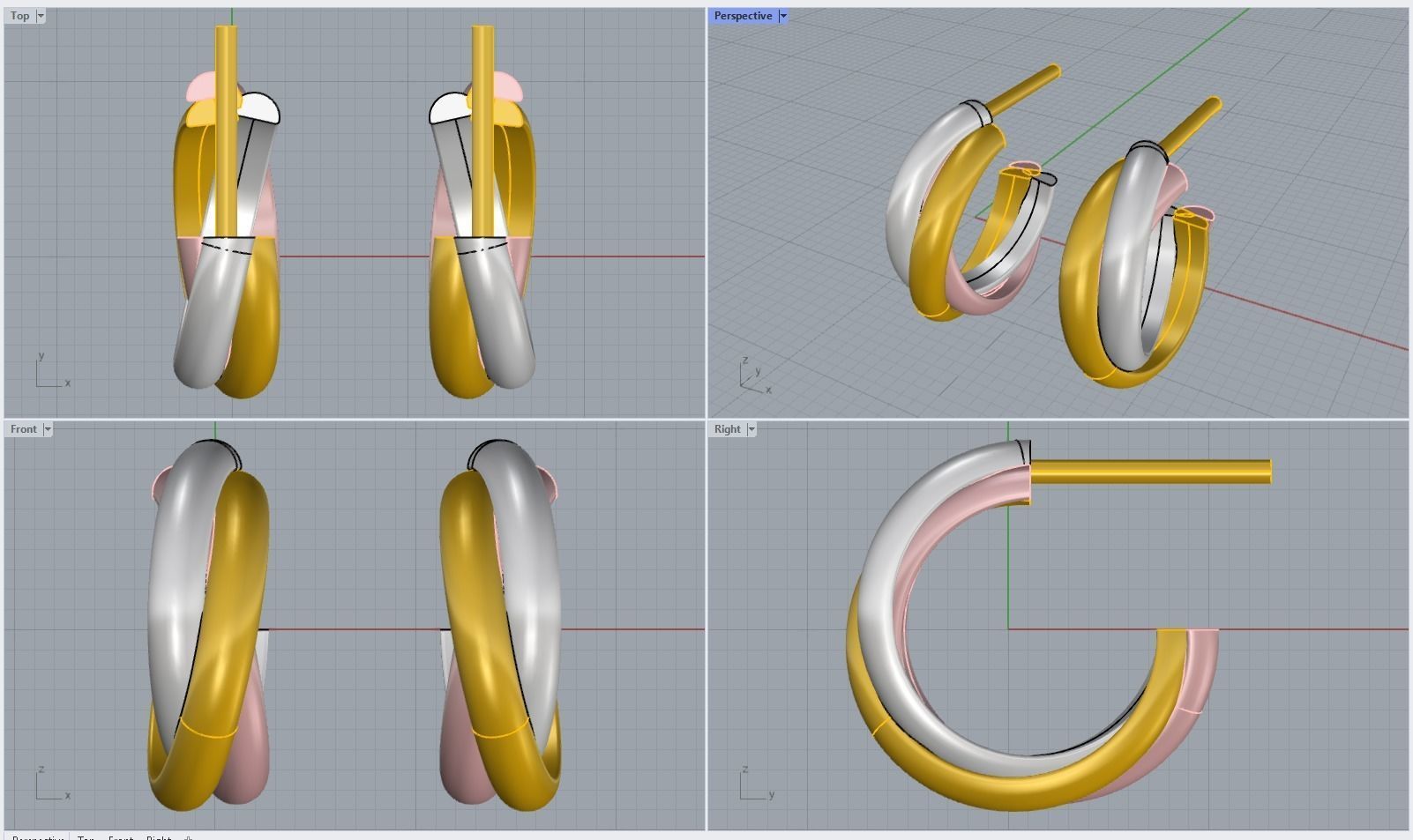 Earring Trinity  3D print model_5