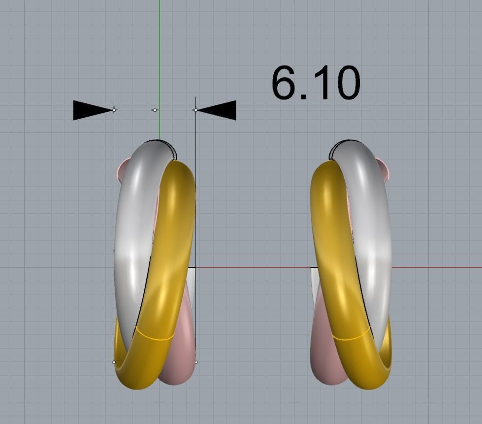 Earring Trinity  3D print model_3