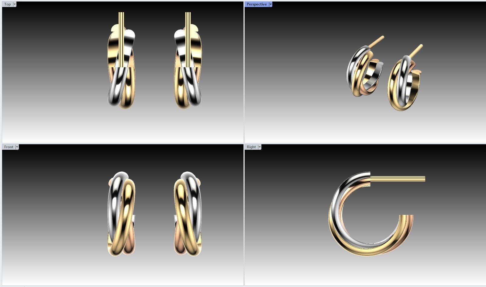 Earring Trinity  3D print model_6
