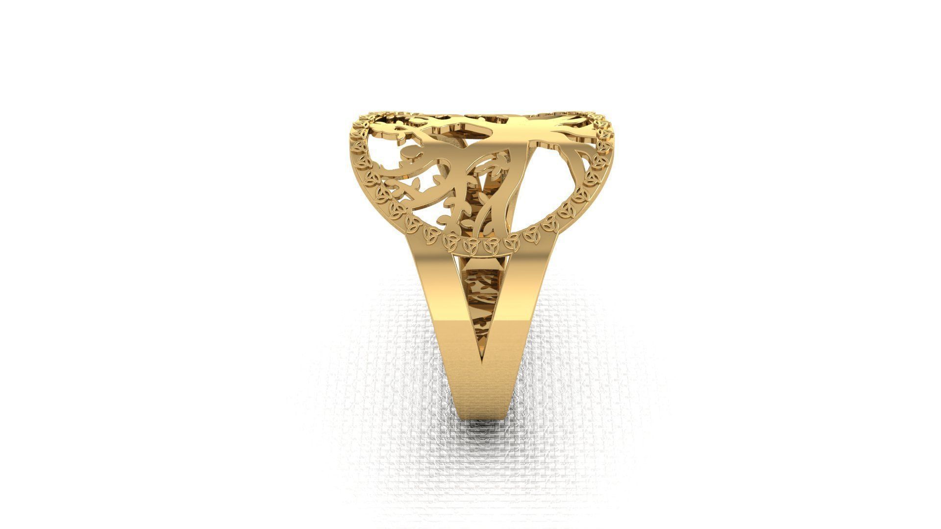 Gold ring with a tree in the form of a woman and a man 3D print model_2