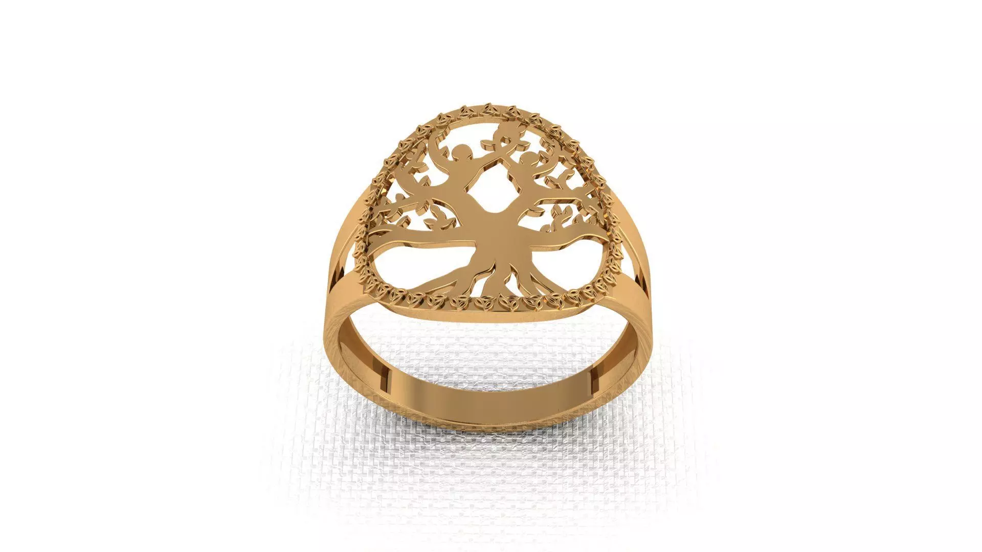 Gold ring with a tree in the form of a woman and a man 3D print model_0