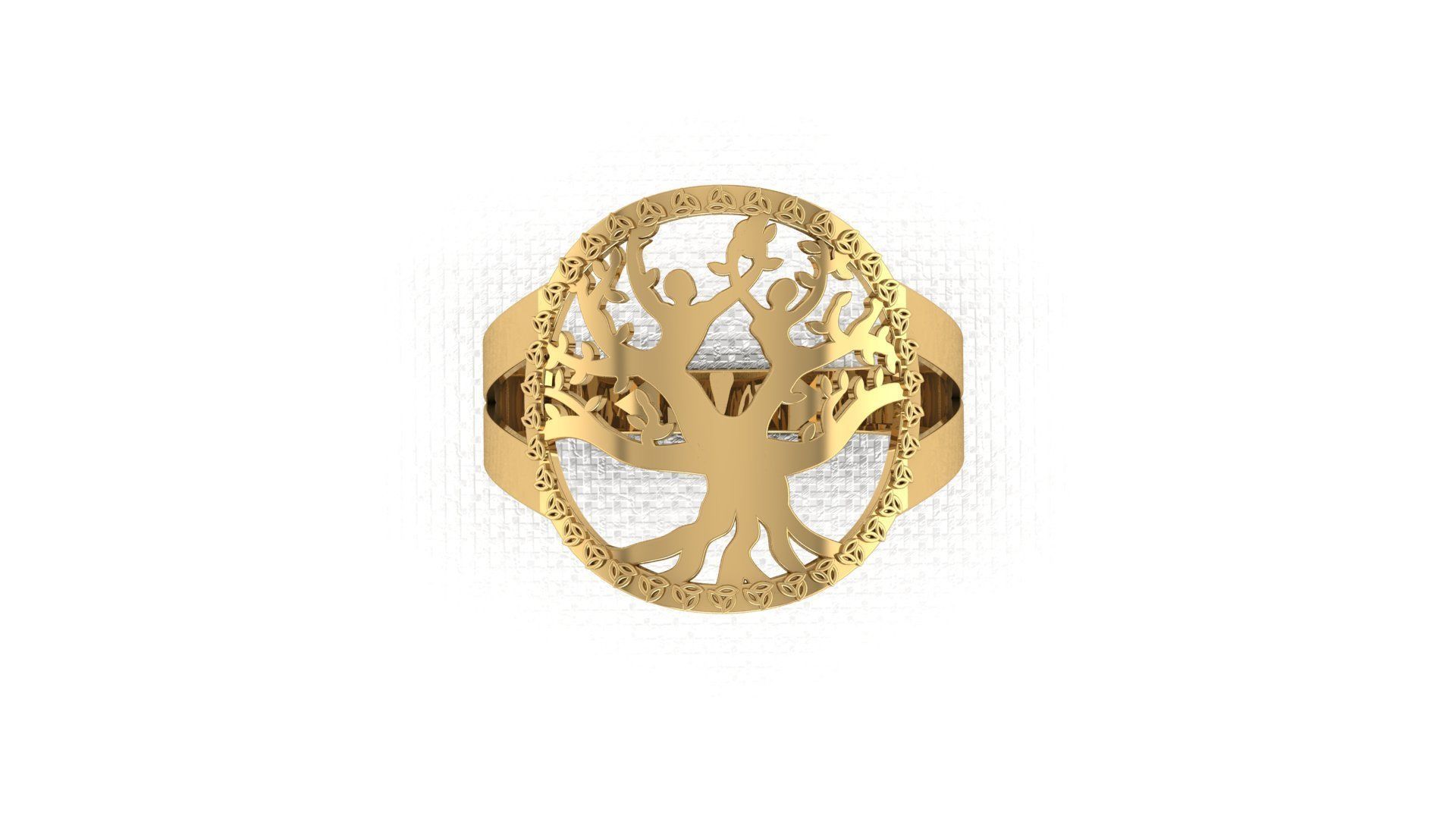 Gold ring with a tree in the form of a woman and a man 3D print model_3