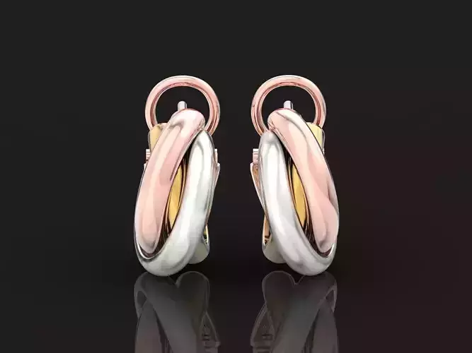 Hoop earrings trinity three colors circle 876 3D print model