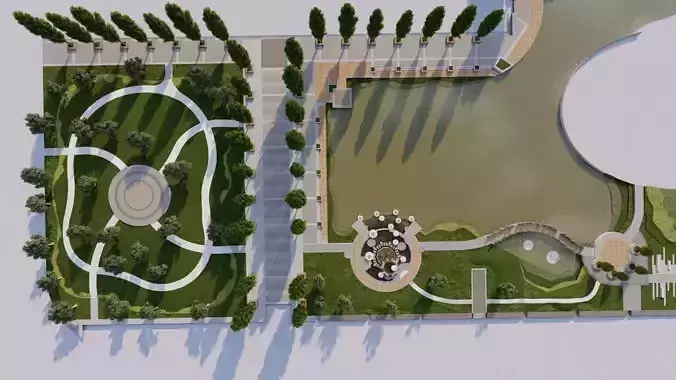park-public park-Private Park Landscape 3D model