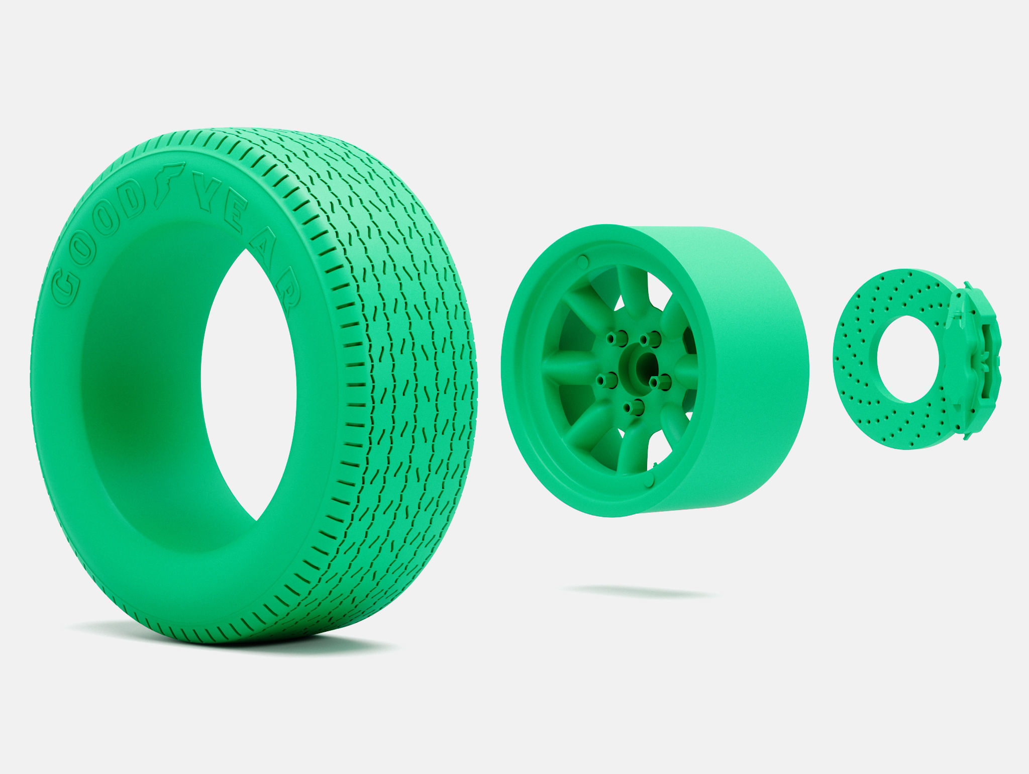 15x8 Minilite Wheel Goodyear Blue Streak 600 Tire 3D print model_5