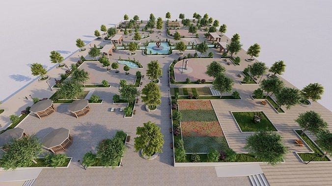 Master park-Regional park project-Private Park Landscape 3D model 7