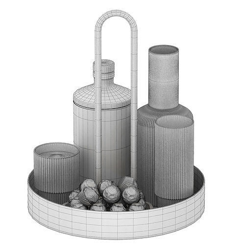 grib tray with ripple carafe and hendrick gin 3D model 5