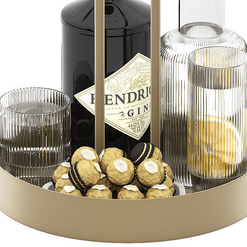 grib tray with ripple carafe and hendrick gin 3D model 4