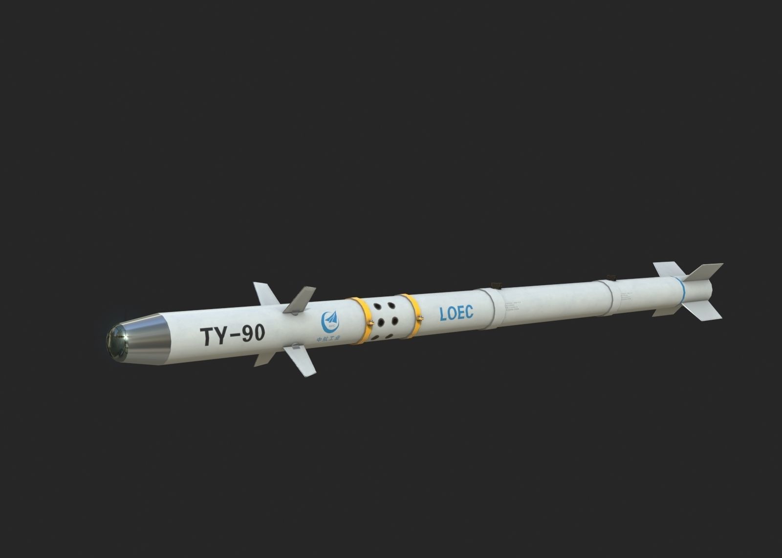 TY90 TY-90 AKK-90 AKK90 air-to-air missile Low-poly 3D model_1