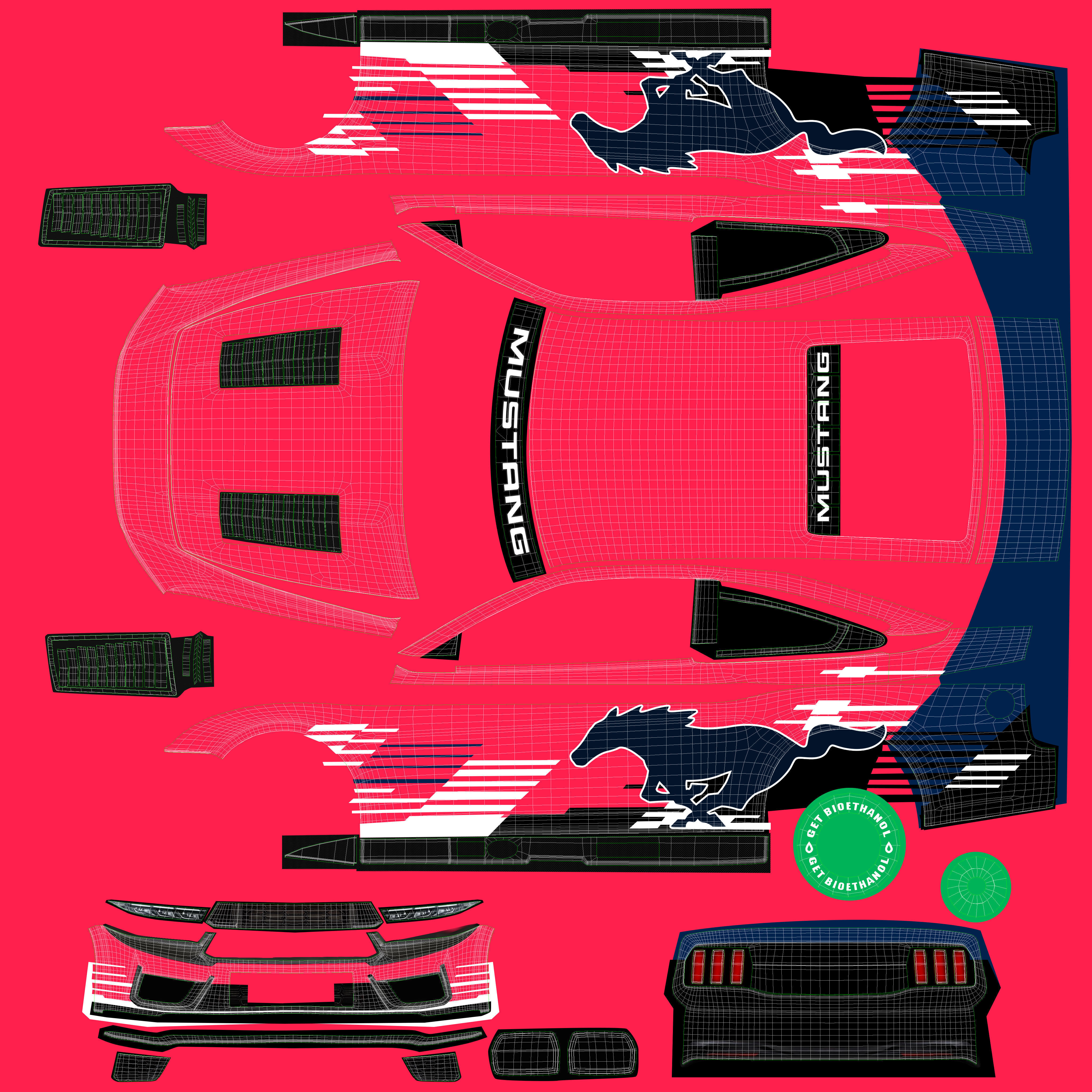 NASCAR Mustang 2024 Template 3D model_21