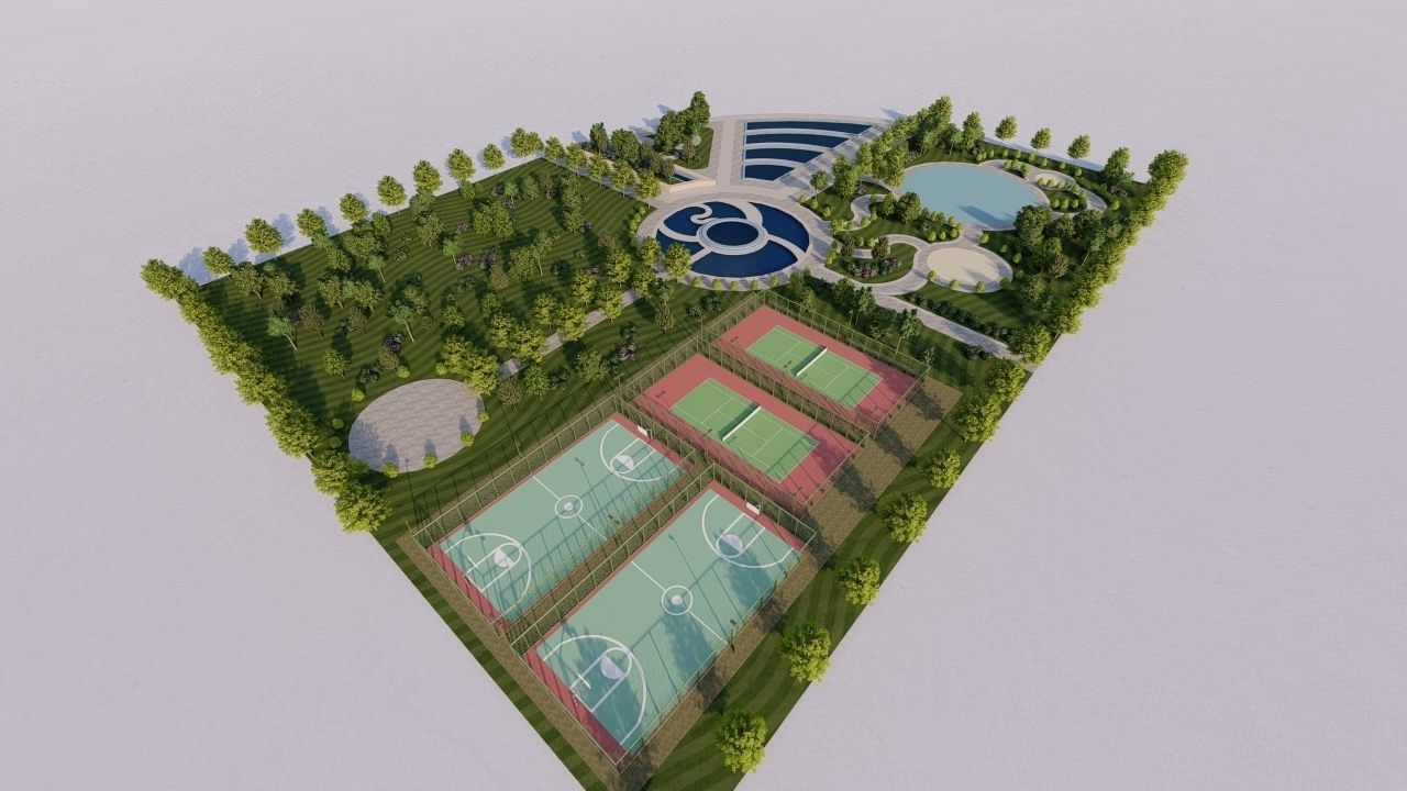 park-public park-Private Park Landscape 3D model_20
