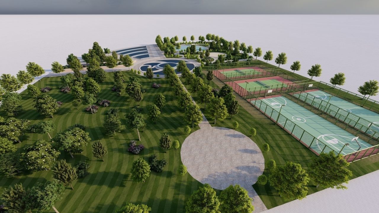 park-public park-Private Park Landscape 3D model_28