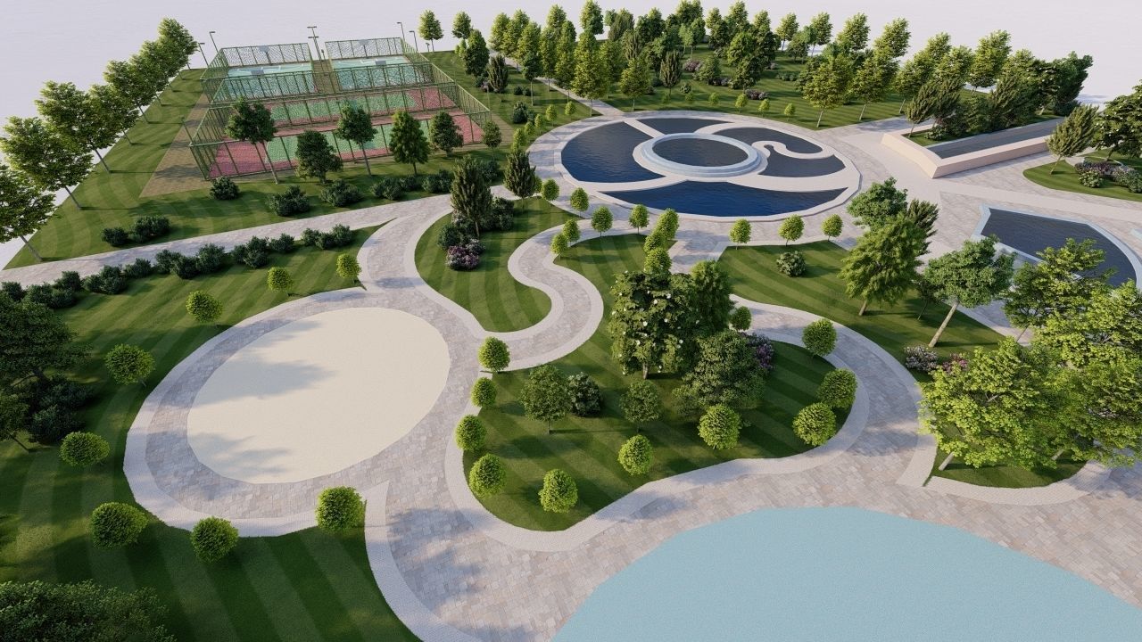 park-public park-Private Park Landscape 3D model_35