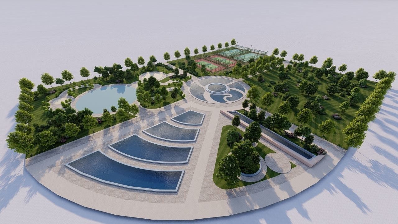 park-public park-Private Park Landscape 3D model_29