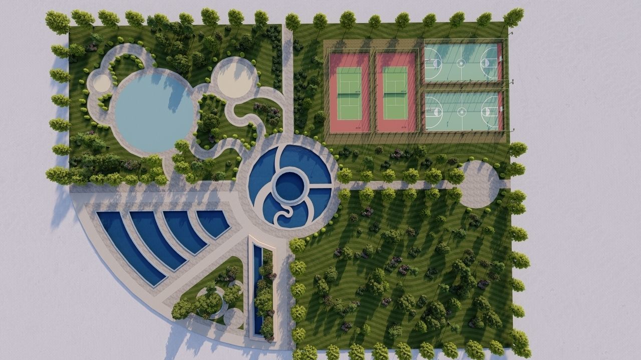park-public park-Private Park Landscape 3D model_19