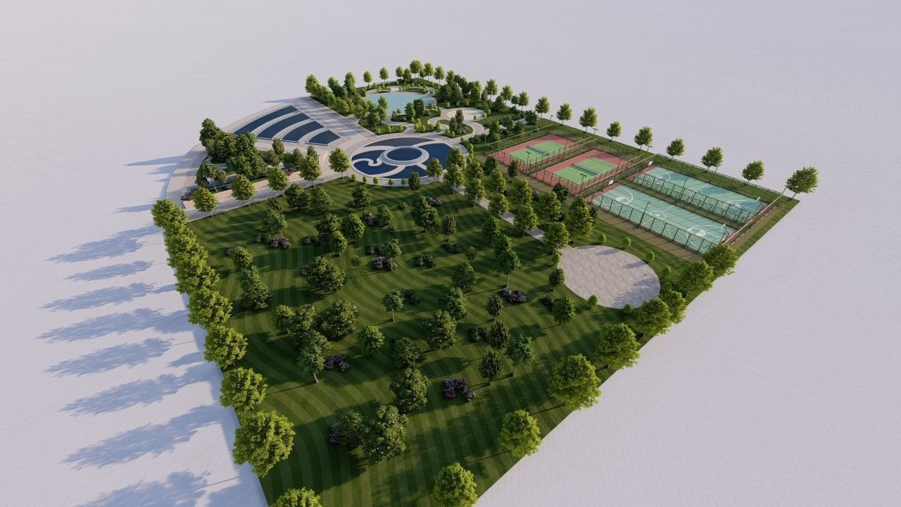 park-public park-Private Park Landscape 3D model_21