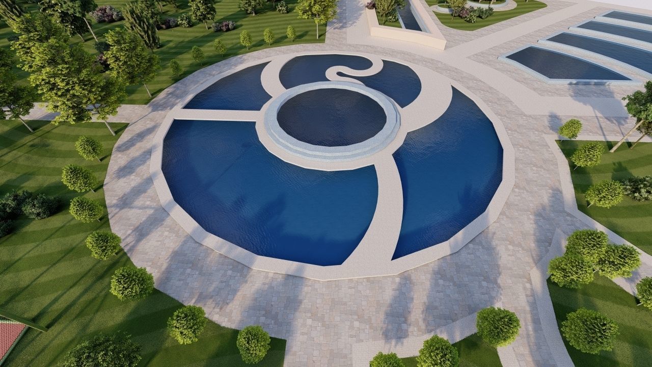park-public park-Private Park Landscape 3D model_7