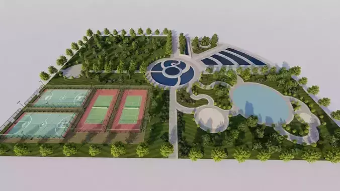 park-public park-Private Park Landscape 3D model