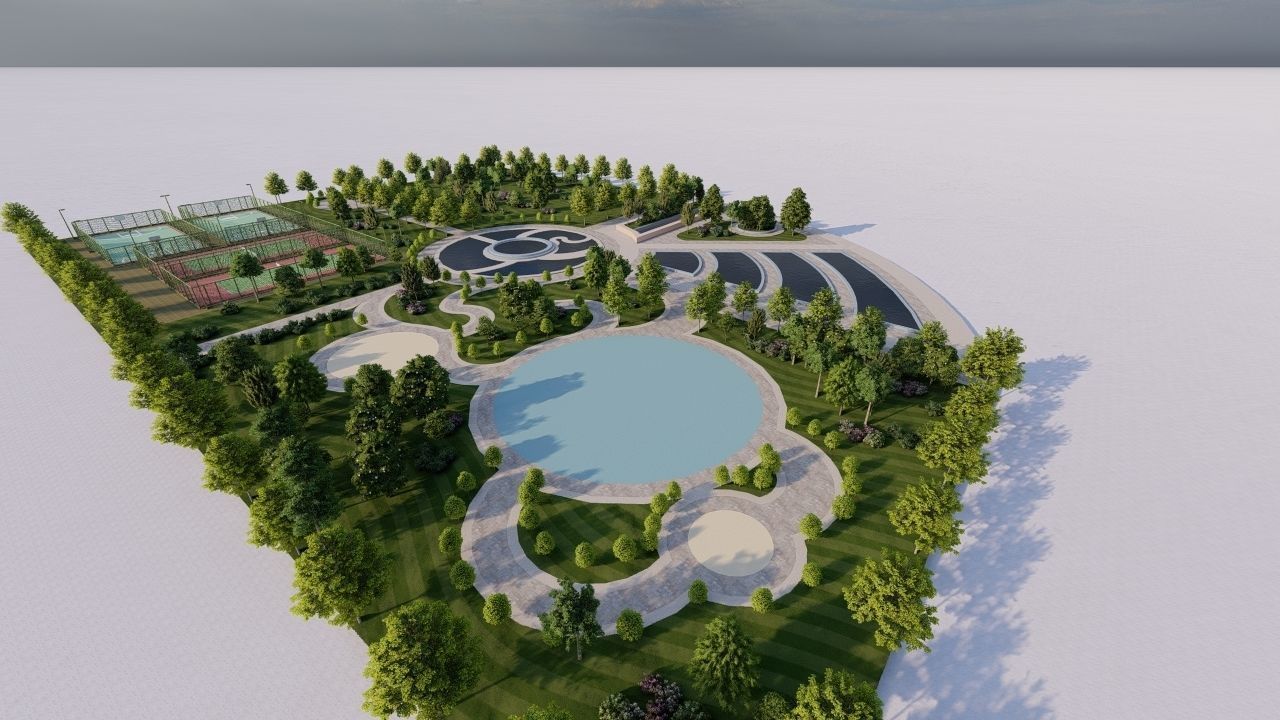 park-public park-Private Park Landscape 3D model_5